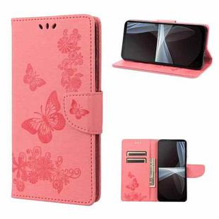 For Sony Xperia 10 IV Butterfly Embossed Horizontal Flip Leather Phone Case(Pink)