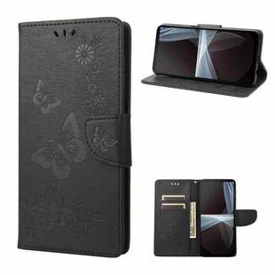 For Sony Xperia 10 IV Butterfly Embossed Horizontal Flip Leather Phone Case(Black)