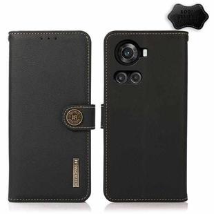 For OnePlus 10R / Ace KHAZNEH Custer Genuine Leather RFID Phone Case(Black)