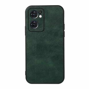 For OPPO Reno7 5G International Accurate Hole Two-color Litchi Texture PU Phone Case(Green)
