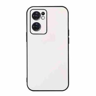 For OPPO Reno7 5G International Accurate Hole Two-color Litchi Texture PU Phone Case(White)