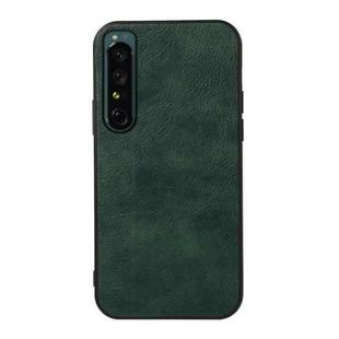 For Sony Xperia 1 IV Accurate Hole Two-color Litchi Texture PU Phone Case(Green)