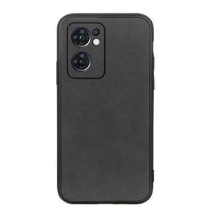 For OPPO Reno7 5G International Accurate Hole Two-color Calf Texture PU Phone Case(Black)