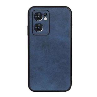 For OPPO Reno7 5G International Accurate Hole Two-color Calf Texture PU Phone Case(Blue)