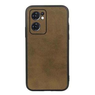 For OPPO Reno7 5G International Accurate Hole Two-color Calf Texture PU Phone Case(Green)