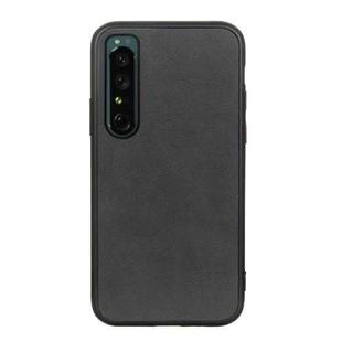 For Sony Xperia 1 IV Accurate Hole Two-color Calf Texture PU Phone Case(Black)