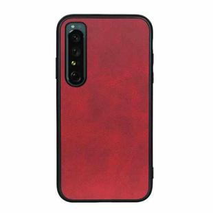 For Sony Xperia 1 IV Accurate Hole Two-color Calf Texture PU Phone Case(Red)