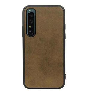 For Sony Xperia 1 IV Accurate Hole Two-color Calf Texture PU Phone Case(Green)