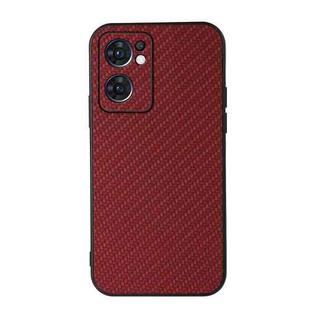 For OPPO Reno7 5G International Accurate Hole Carbon Fiber Texture Shockproof Case(Red)