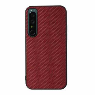 For Sony Xperia 1 IV Accurate Hole Carbon Fiber Texture Shockproof Case(Red)