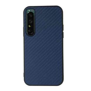 For Sony Xperia 1 IV Accurate Hole Carbon Fiber Texture Shockproof Case(Blue)
