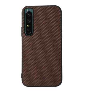 For Sony Xperia 1 IV Accurate Hole Carbon Fiber Texture Shockproof Case(Brown)