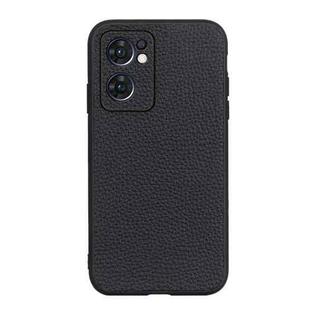 For OPPO Reno7 5G International Accurate Hole Genuine Leather Phone Case(Black)