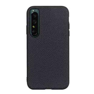 For Sony Xperia 1 IV Accurate Hole Genuine Leather Phone Case(Black)