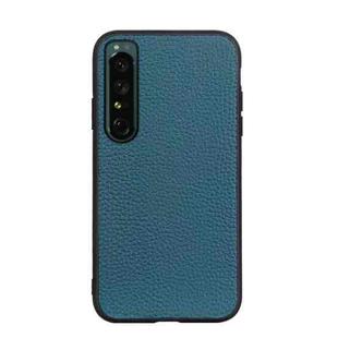 For Sony Xperia 1 IV Accurate Hole Genuine Leather Phone Case(Green)