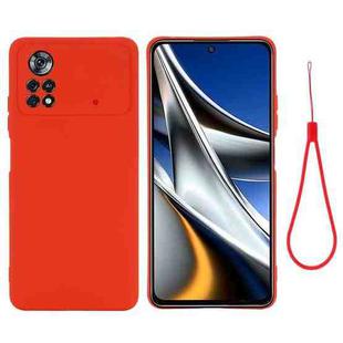 For Xiaomi Poco X4 Pro 5G Global Pure Color Liquid Silicone Shockproof Phone Case(Red)