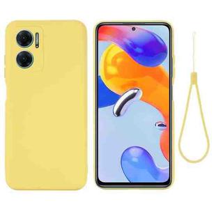 Pure Color Liquid Silicone Shockproof Phone Case for Xiaomi Redmi Note 11E China / Redmi 10 5G Global / Redmi 11 Prime 5G(Yellow)