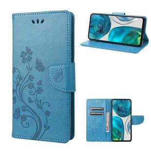 For Motorola Moto G52 Embossed Butterfly Pattern Flip Leather Phone Case(Blue)