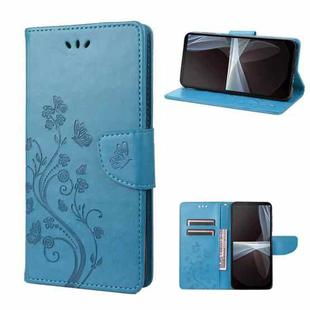 For Sony Xperia 10 IV Embossed Butterfly Pattern Flip Leather Phone Case(Blue)