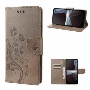 For Sony Xperia 10 IV Embossed Butterfly Pattern Flip Leather Phone Case(Grey)