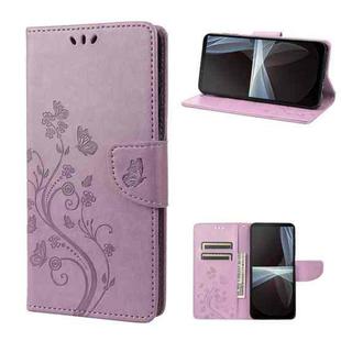 For Sony Xperia 10 IV Embossed Butterfly Pattern Flip Leather Phone Case(Light Purple)