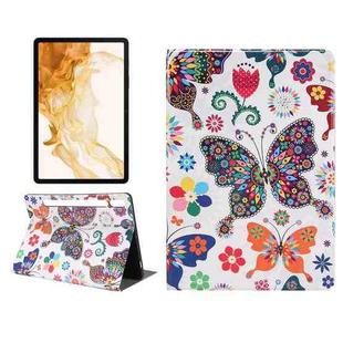 For Samsung Galaxy Tab S8 / Tab S7 Painted Voltage Pen Slot Tablet Smart Case(Colorful Butterfly)