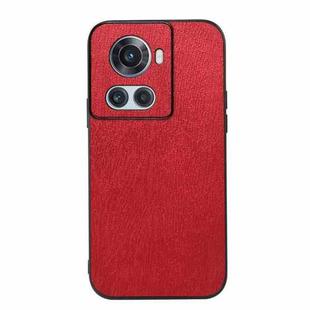 For OnePlus 10R / Ace Wood Texture PU Phone Case(Red)