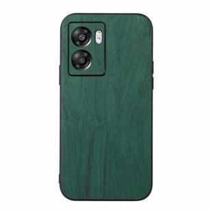 For OPPO A57 5G 2022 Wood Texture PU Phone Case(Green)