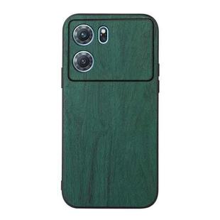 For OPPO K10 5G Wood Texture PU Phone Case(Green)