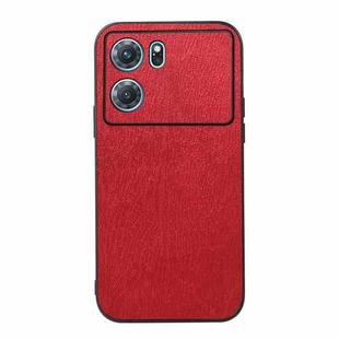 For OPPO K10 5G Wood Texture PU Phone Case(Red)