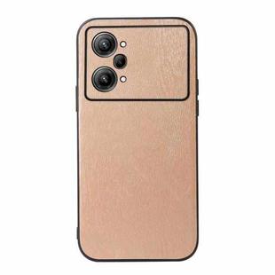 For OPPO K10 Pro 5G Wood Texture PU Phone Case(Gold)