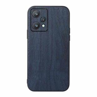 For OPPO Realme 9 Pro / Realme V25 Wood Texture PU Phone Case(Blue)