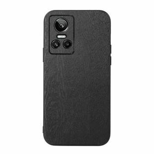 For OPPO Realme GT Neo3 Wood Texture PU Phone Case(Black)