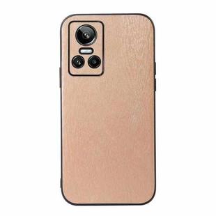 For OPPO Realme GT Neo3 Wood Texture PU Phone Case(Gold)