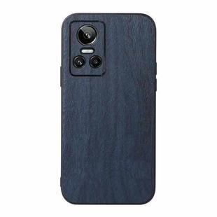 For OPPO Realme GT Neo3 Wood Texture PU Phone Case(Blue)