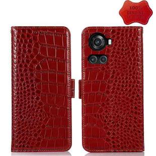 For OnePlus 10R / Ace Crocodile Top Layer Cowhide Leather Phone Case(Red)