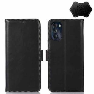 For Motorola Moto G 2022 5G Crazy Horse Top Layer Cowhide Leather Phone Case(Black)