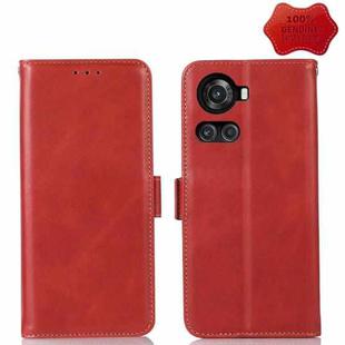 For OnePlus 10R / Ace Crazy Horse Top Layer Cowhide Leather Phone Case(Red)
