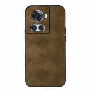 For OnePlus 10R / Ace Weave Plaid PU Phone Case(Green)