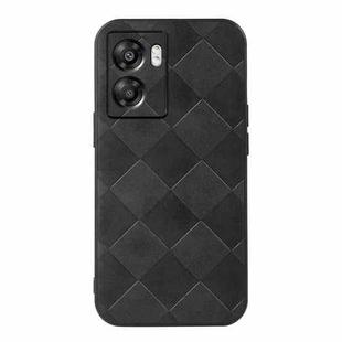 For OPPO A57 5G 2022 Weave Plaid PU Phone Case(Black)