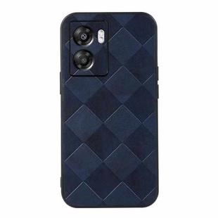 For OPPO A57 5G 2022 Weave Plaid PU Phone Case(Blue)