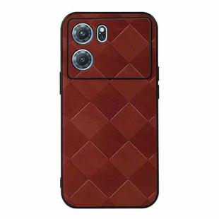 For OPPO K10 5G Weave Plaid PU Phone Case(Brown)