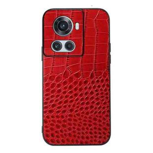 For OnePlus 10R / Ace Crocodile Top Layer Cowhide Leather Phone Case(Red)