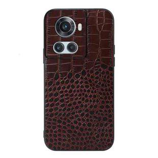 For OnePlus 10R / Ace Crocodile Top Layer Cowhide Leather Phone Case(Coffee)