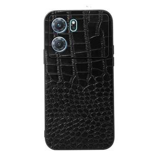 For OPPO K10 5G Crocodile Top Layer Cowhide Leather Phone Case(Black)