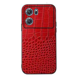 For OPPO K10 5G Crocodile Top Layer Cowhide Leather Phone Case(Red)