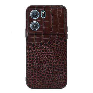 For OPPO K10 5G Crocodile Top Layer Cowhide Leather Phone Case(Coffee)