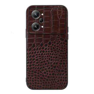 For OPPO K10 Pro 5G Crocodile Top Layer Cowhide Leather Phone Case(Coffee)