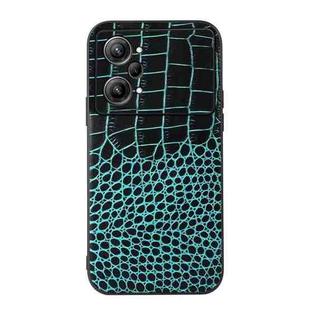 For OPPO K10 Pro 5G Crocodile Top Layer Cowhide Leather Phone Case(Cyan Blue)