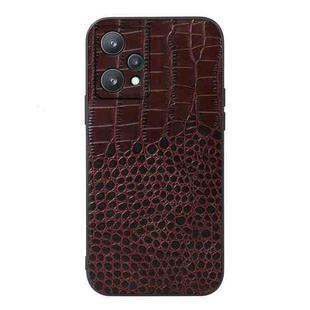 For OPPO Realme 9 Pro / Realme V25 Crocodile Top Layer Cowhide Leather Phone Case(Coffee)